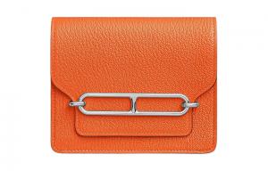 Кошелек-поясная сумка Roulis Mysore Goat Skin Pig Nose Women's 0X Aluminum Dan Orange HERMES