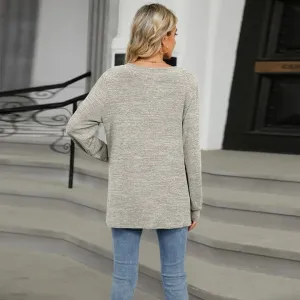 Женская футболка с длинным рукавом и вырезом спереди