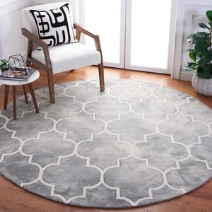Ковер SAFAVIEH, 153 x 153 см, Dip Dye Collection, круглый, Grey & Ivory, ручной работы марокканский акварельный Wool, идеально для помещений с высокой проходимостью в гостиной, спальне (DDY535C)