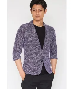 Куртка ZERO by TORNADO MART из меланжевой сетчатой ткани с рукавами 3/4, цвет Purple