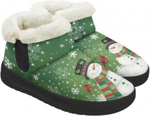 Рождественские ботинки Forchrinse для женщин и мужчин, зимние пушистые снежные ботильоны, удобные теплые короткие ботинки для прогулок, Christmas Snowman Design
