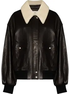 Джинсовая куртка с воротником из овчины Khaite, черный