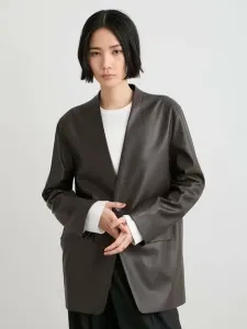 Кожаная куртка без воротника Miesrohe, цвет Brw[058]