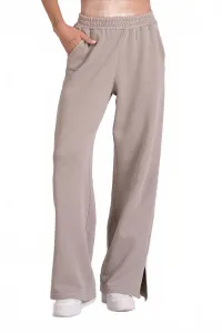 Вязаные брюки с широкими штанинами на шнуровке, светло-серый меланж Elan