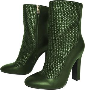 FSJ Женские сексуальные закрытые ботильоны с удобным массивным каблуком, средней высоты голенища, стильные плетеные ботинки на молнии сбоку, платье, размеры 4-15 США, Green