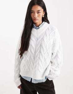 Джемпер свободного кроя с V-образным вырезом ASOS DESIGN кремового цвета