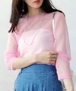 Прозрачный трикотажный пуловер Three Four Time, цвет Pink