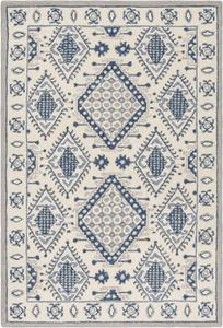 Ковер SAFAVIEH, 122 x 183 см, Micro-Loop Collection, Ivory & Blue, ручной работы, марокканский стиль бохо из шерсти, идеально для помещений с высокой проходимостью: прихожая, гостиная, спальня (MLP511M)
