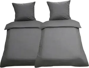 Комплект постельного белья из 4 предметов 155x200 + 80x80 см, 100% хлопок-перкаль, антрацитовый, однотонный.