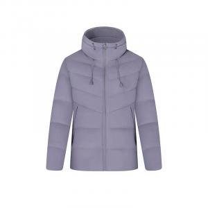 361° Пуховик Women's серо-фиолетовый с капюшоном утепленный