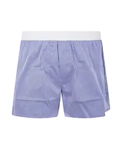 Полосатые эластичные боксерские шорты из поплина Tom Ford, синий