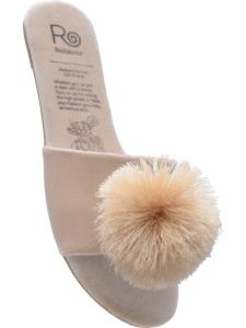 Женские тапочки с помпонами цвета шампанского Rollasole, цвет champagne