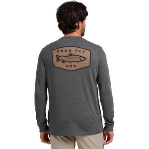 Мужская футболка с длинным рукавом "Пресноводная" Free Fly, Heather Black Sand
