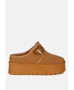 Мэйфилд классические слипоны на платформе с меховой отделкой и пряжкой London Rag, загар/бежевый