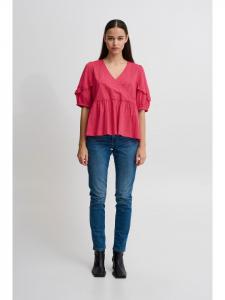 Рубашка с длинными рукавами IHFOLONA свободного кроя в цвете малиновое вино. ICHI