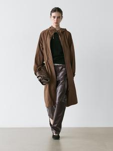 Длинная парка из технической ткани Massimo Dutti, brown