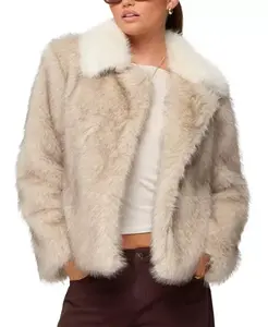 Куртка из искусственного меха с контрастным воротником Edikted, бежевый