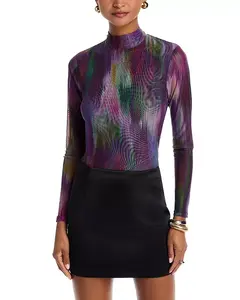 Сетчатый топ с высоким воротником - эксклюзив Aqua, фиолетовый