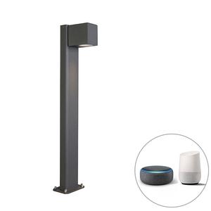 QAZQA - Современный умный напольный светильник I с цоколем антрацитового цвета, 65 см, IP44, включая Wi-Fi GU10 - Наружное освещение Baleno I - продолговатый алюминий - подходит для светодиодов GU10., темно-серый