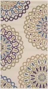 Ковер SAFAVIEH, 61 x 110 см, Veranda Collection, Cream & Green, дизайн Boho Floral, без линьки и простой в уходе, для помещений и улицы, моющийся — идеально для патио, заднего двора, прихожей (VER092-0514)
