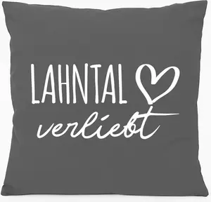 Подушка для дивана Huuraa Lahntal in Love Gift 40x40 см с наполнителем Steel Grey Cotton Lahntal Souvenir Hellweg Druckerei