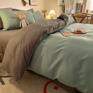 Yalu Пододеяльник 150х200 см, двойной, двухсторонний, цвет бобово-зеленый и серебристо-серый, хлопок