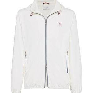Brunello Cucinelli Толстовка с капюшоном на молнии с вышитым логотипом, White