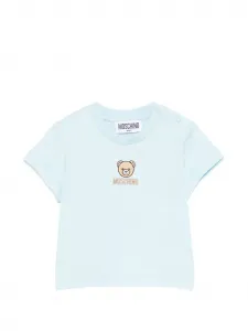Футболка с медвежьей деталью Moschino Kids, синий