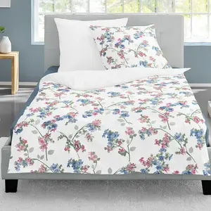 Постельное белье Mako-Satin Amelie 8194-20 синего цвета, двусторонний дизайн, 100% хлопок, размер: 155x220 см + 80x80 см Irisette