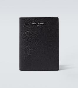 Кожаный кошелек с логотипом Saint Laurent, черный