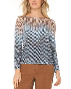 Топ с длинными рукавами и вырезом-лодочкой Liverpool Los Angeles, мультиколор