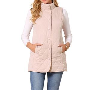 Женская удлиненная безрукавка на пуговицах с воротником-стойкой Inspire Chic, Dusty Pink