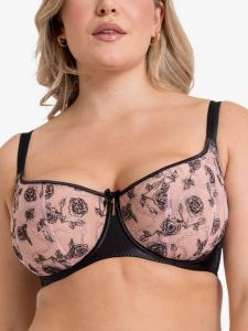 Бюстгальтер балконет на косточках с переплетением Curvy Kate, Black/Blush
