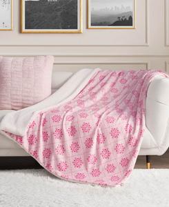 Мягкий двусторонний плед из искусственного меха шерпа, 50 x 60 дюймов Juicy Couture, цвет light pink snowflake