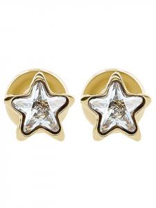 Adeliás Женские серьги - серьги-гвоздики в форме звезды из нержавеющей стали со стразами в золотой оправе