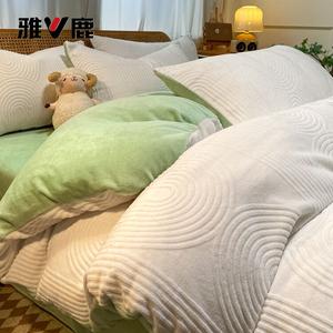 Yalu Комплект постельного белья 1,8 м, 4 предмета: пододеяльник 200x230 см, простыня, 2 наволочки, Wenney-White Green, утепленный