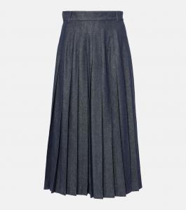 Юбка миди из плиссированного денима Vale S Max Mara, Denim Blue