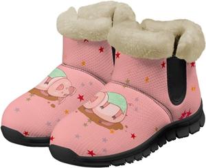 Женские зимние сапоги Jeiento Cartoon Pig с теплой внутренней отделкой, уютные обувь для женщин, Cute Cartoon Pig