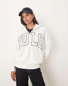 Толстовка с капюшоном на молнии с логотипом Polo Ralph Lauren белого цвета