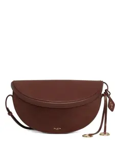 Сумка на плечо Hip East West из козьей кожи с закругленным кольцевым декоративным элементом Alaïa, коричневый