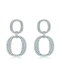 Серьги-Подвески овальной формы из стерлингового серебра с белыми кубическими цирконами от Suzy Levian Suzy Levian New York, white