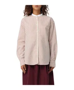 Желтая полосатая рубашка с воротником-стойкой Forte Forte, желтый