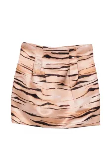 Плиссированная юбка с анималистичным принтом Elisabetta Franchi La Mia Bambina, бежевый