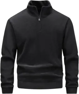 Мужской флисовый полузастегивающийся свитшот с воротником стойкой