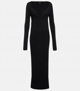 Длинное платье Helena из трикотажного полотна в рубчик SIR, черный