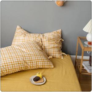 ZUIAI Комплект постельного белья хлопковый клетчатый кремовый