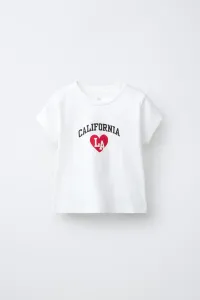 Футболка с принтом слогана Zara, белый