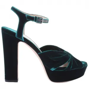 Jimmy Choo Heloise One Strap Sandals 12cm Women's Dark Green