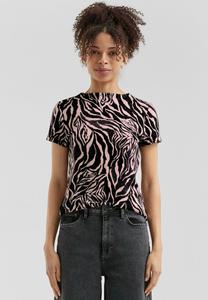 Футболка QS WEICHES MIT ANIMAL-PRINT, Schwarz/Mottled Black