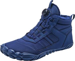 Водонепроницаемые ботинки с широкой носочной частью, минималистичный дизайн для мужчин и женщин, теплые нескользящие зимние ботинки без шнурков, для городских условий, кемпинга, работы и походов Generic, темно-синий